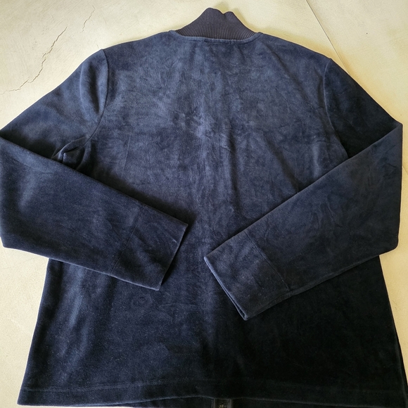 Vtg Lauren Ralph Lauren Black Crushed Velour Track Jacket - Two-Way Zip - Size L - Picture 5 of 12